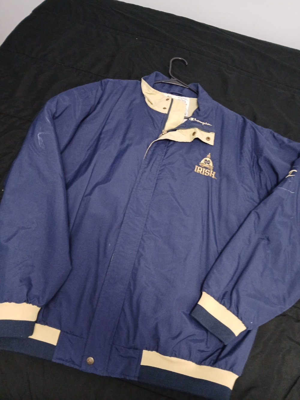 Champion Navy and Cream Windbreaker Jacket with 'Irish' Crest